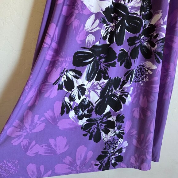 Bob Mackie Wearable Art Floral Maxi Dress Purple Size 3X Hawaiian Resort Stretch - Picture 5 of 9